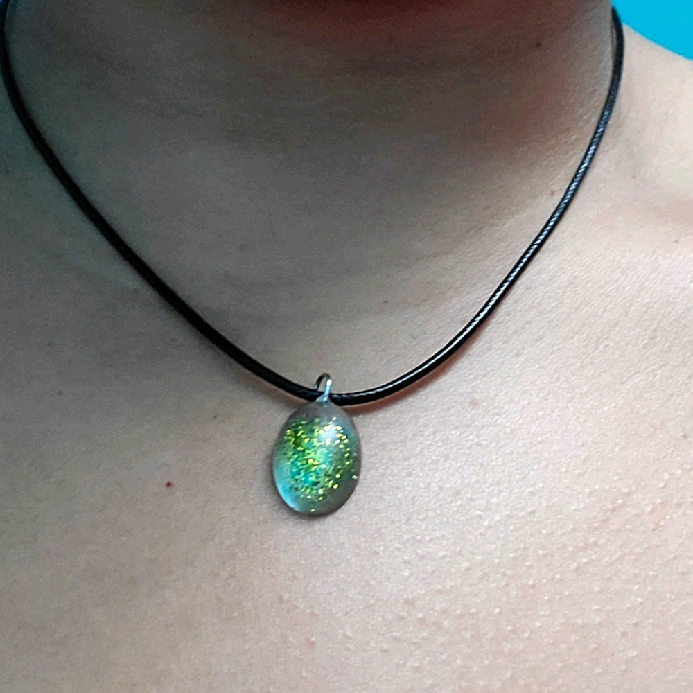 Necklace light green charm